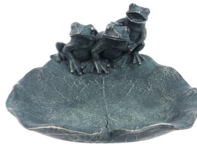 BIRDBATH - FROGS ON A LILYPAD (RESIN) (APPROX 9