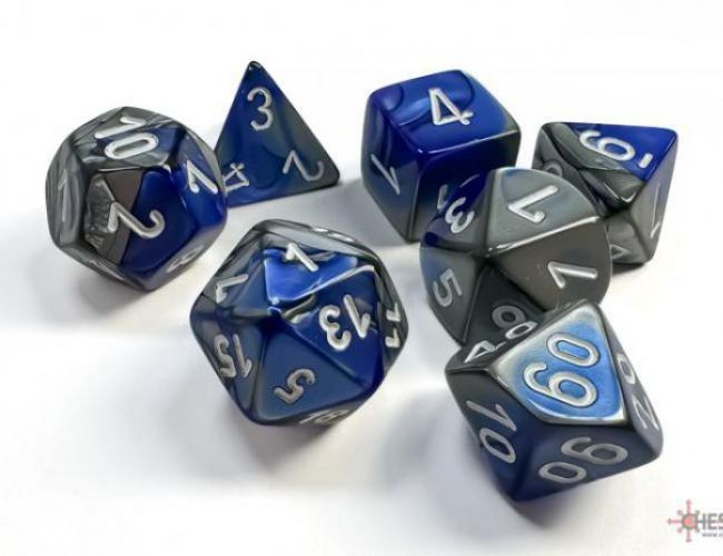 CHX DICE BLOCK 26423 - GEMINI BLUE-STEEL/WHITE (7 DIE SET)