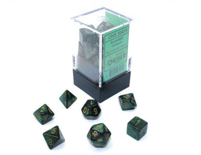 CHX DICE BLOCK 20415 - SCARAB JADE/GOLD (7 MINI DIE SET)