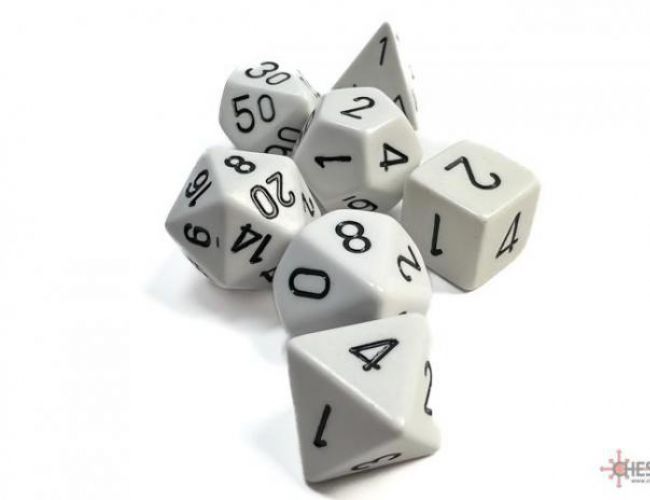 CHX DICE BLOCK 25401 - OPAQUE WHITE/BLACK (7 DIE SET)