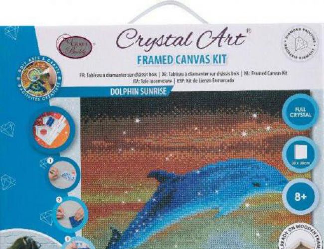 CRYSTAL ART MOUNTED KIT - DOLPHIN SUNRISE