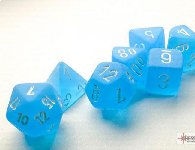 CHX DICE BLOCK 20416 - FROSTED CARIBBEAN BLUE/WHITE (7 MINI DIE SET)