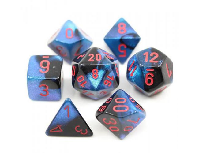CHX DICE BLOCK 20658 - GEMINI BLACK-STARLIGHT/RED (7 MINI DIE SET)