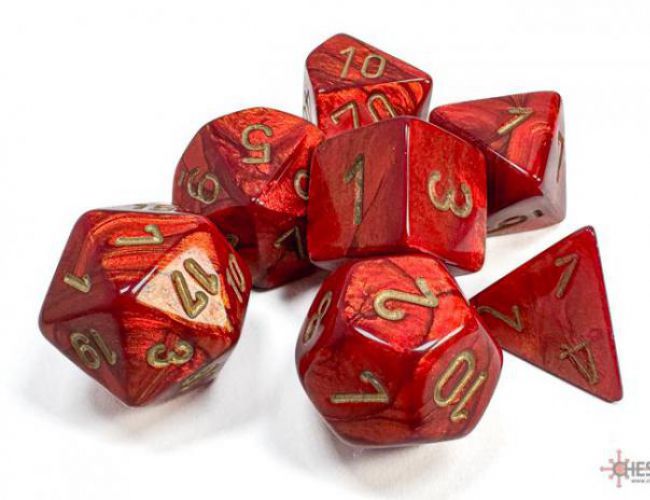 CHX DICE BLOCK 20414 - SCARAB SCARLET/GOLD (7 MINI DIE SET)