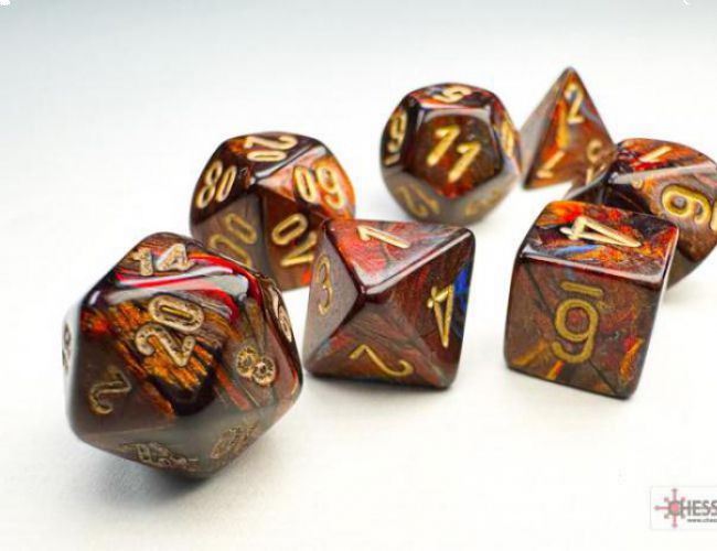 CHX DICE BLOCK 20419 - SCARAB BLUE BLOOD/GOLD (7 MINI DIE SET)