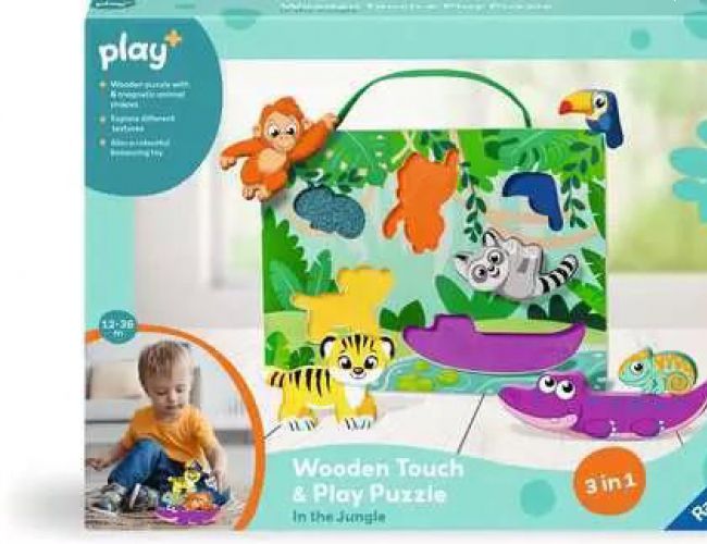 PLAY+ WOODEN TOUCH & PLAY PUZZLE IN THE JUNGLE