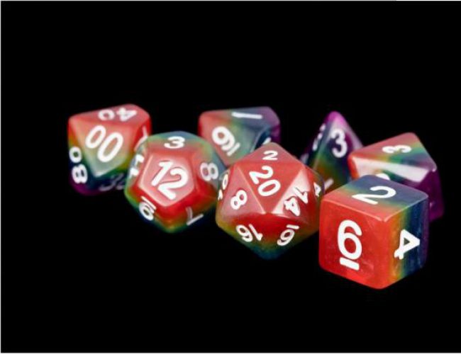 FANROLL DICE SET - RAINBOW (16mm RESIN 7 DICE)