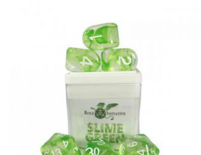 ROLL 4 INITIATIVE 15 DIE SET - DIFFUSION SLIME GREEN (ARCHED d4)
