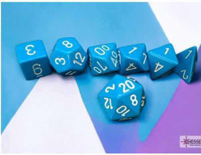 CHX DICE BLOCK 25416 - OPAQUE LIGHT BLUE/WHITE (7 DIE SET)