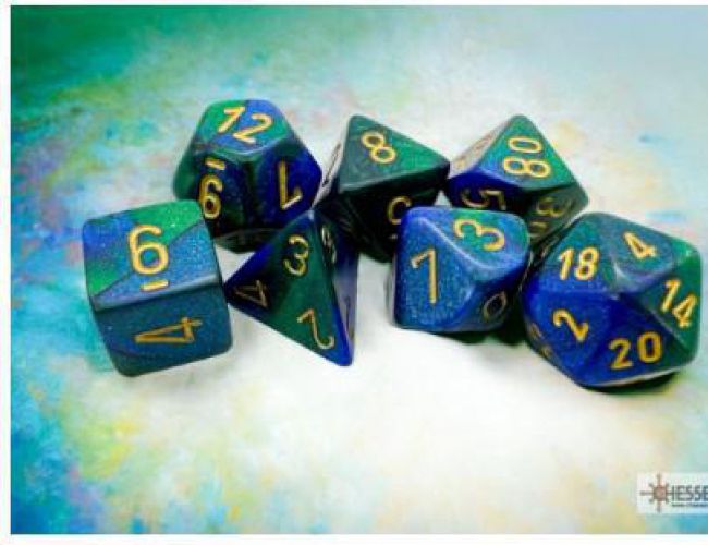 CHX DICE BLOCK 26436 - GEMINI BLUE-GREEN/GOLD (7 DIE SET)