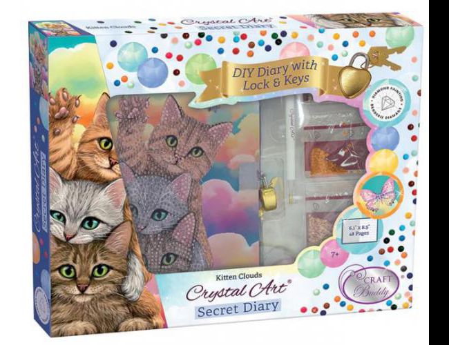 CRYSTAL ART SECRET DIARY - KITTEN CLOUDS