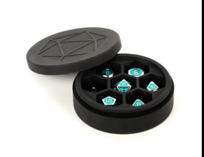 SILICONE 7 DICE CASE ROUND BLACK