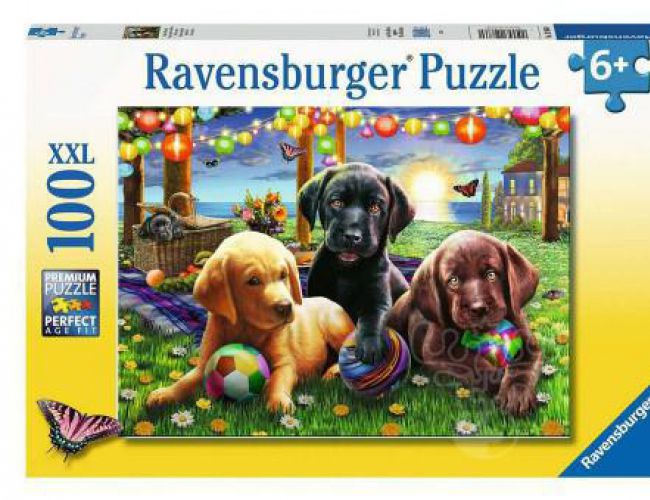 RAVENSBURGER PUZZLE 100 PCS - PUPPY PICNIC