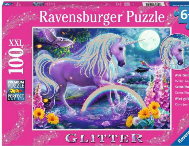 RAVENSBURGER 100PC XXL PUZZLE - GLITTER UNICORN