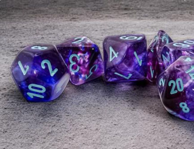 CHX DICE BLOCK 22547 - NEBULA MEGA-HEDRAL NOCTURNAL/TURQUOISE LUMINARY (7 DIE SET)