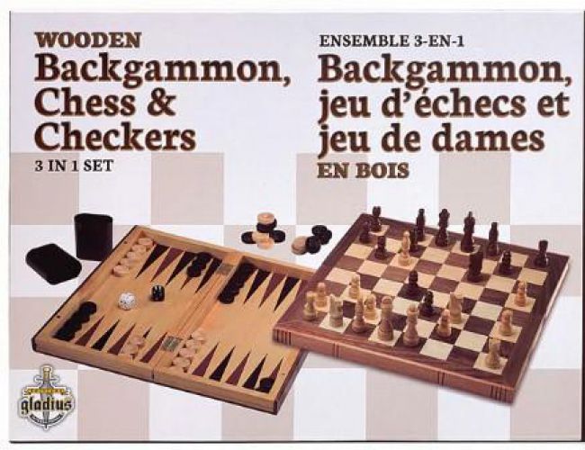 WOODEN BACKGAMMON, CHESS & CHECKERS