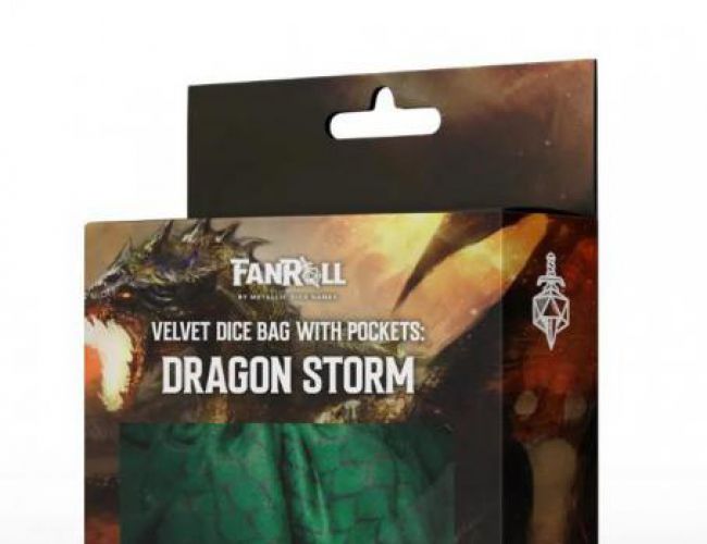 VELVET DICE BAG COMPARTMENT DRAGON STORM GREEN