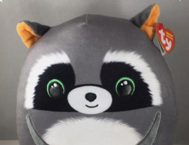 TY SQUISHY BEANIE - SNEAKY - GRAY RACCOON (10