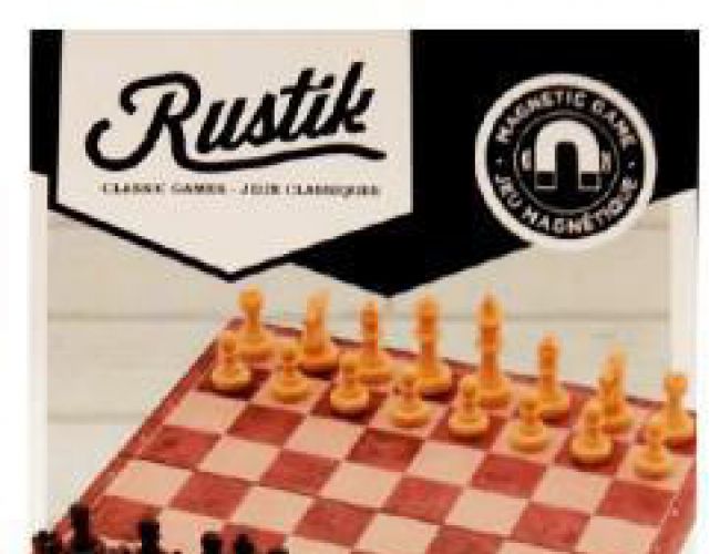 RUSTIK FOLDABLE MAGNETIC PEACHWOOD CHESS/CHECKERS