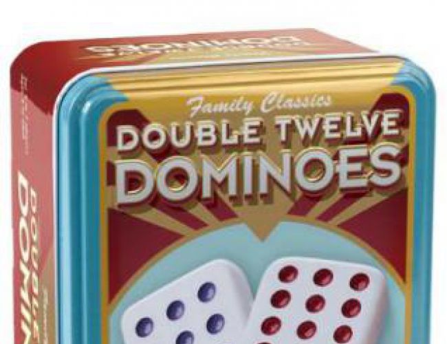 DOUBLE TWELVE COLOUR DOT DOMINOES IN TIN (CLASSICS)