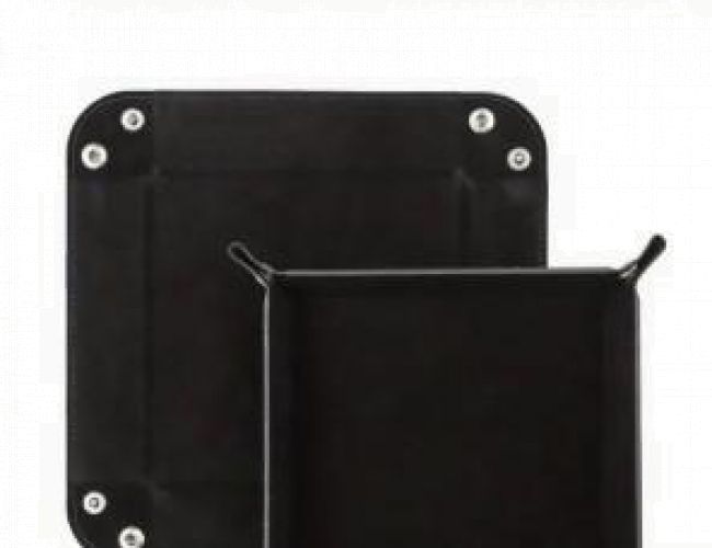 FOLD UP DICE VELVET TRAY W/ PU LEATHER BLACK