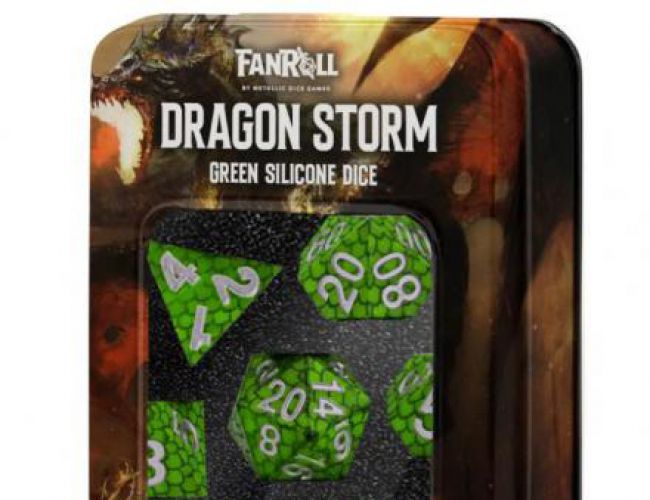 SILICONE 7 DICE SET DRAGON STORM GREEN