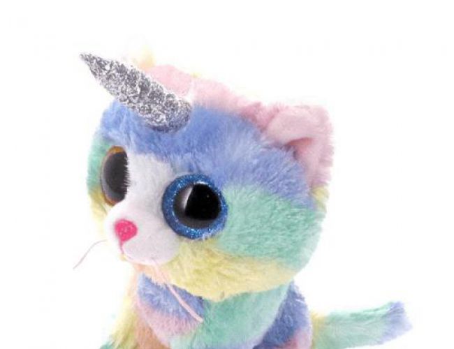 TY BEANIE BOOS REG - HEATHER CAT PASTEL RAINBOW
