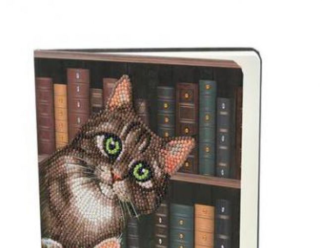 CRYSTAL ART NOTEBOOK - CATS IN THE LIBRARY