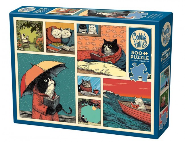 COBBLE HILL 500 PCS CATS CHILLIN' WITH BOOKS