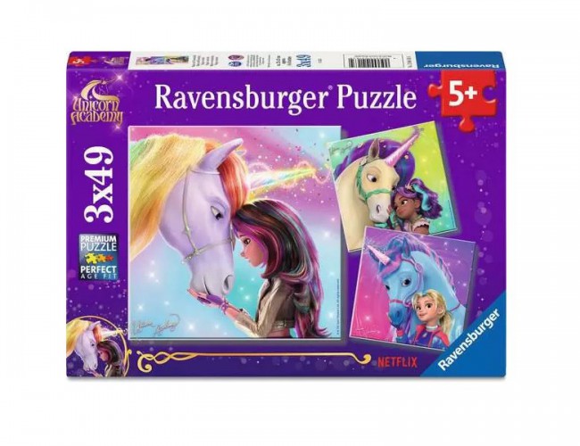RAVENSBURGER PUZZLE 3x49 PCS UNICORN ACADEMY MAGIC AND FRIENDSHIP