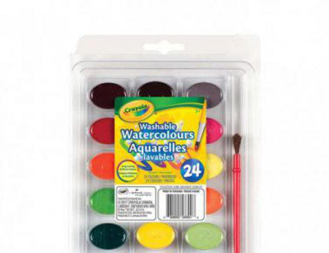 CRAYOLA WASHABLE WATERCOLOURS - 24 CT